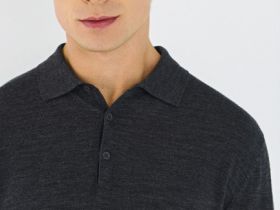 Джемпер поло из шерсти мериноса, Серый