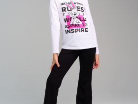 Фуфайка трикотажная для девочек (футболка с длинными рукавами)