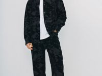 Куртка-рубашка из бархатистой ткани, Черный