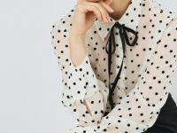 Блузка с принтом в горошек, Белый