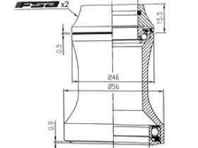 Рулевая колонка FSA Orbit C-40 NO.42-A 1"1/8-1.5" интегрированная gnn (черный 7.8 мм посадочный 42 и 52 мм / внешний 46 и 56 мм)