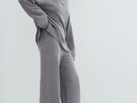 Широкие брюки из пряжи с ангорой, Серый