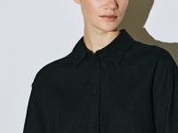 Рубашка с длинным рукавом из смесового льна, Черный