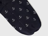 Высокие носки с жаккардовым рисунком, Синий