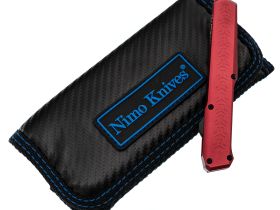 Автоматический нож Nimo Slender Man, сталь D2, выкидной фронтальный нож, рукоять алюминий красный