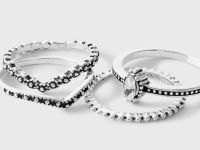 Серебристые кольца 4 шт. Глория Джинс