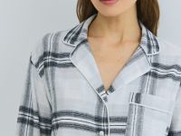 Пижамная рубашка в клетку из фланели, Серый