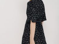 Мини-платье с принтом и рюшами, Черный