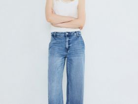 Широкие джинсы с высокой посадкой из лиоцелла, Голубой