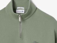 Хлопковый свитшот Lacoste унисекс свободного кроя из плотного флиса с застежкой-молнией на воротнике