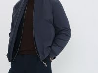 Утеплённая куртка с воротником-стойкой, Синий