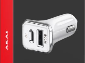 Автомобильное зарядное устройство Akai (CH-6D06) USB/Type-C 38W (белый)