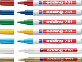 Маркер декоративный лаковый Edding "751" 1-2 мм с круглым наконечником, красный