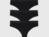Трусы-бразилиана с мягкой резинкой, 3 шт., Черный