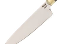 Нож кухонный Шеф-1, сталь Х12МФ латунь, карельская береза