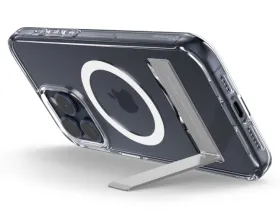 Чехол-накладка Protective Case Magsafe для iPhone 15 пластиковый с подставкой (прозрачный)