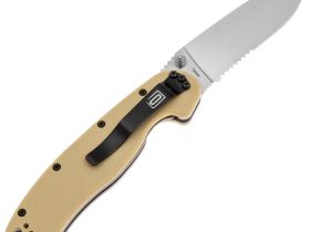 Складной нож полусеррейторный Ontario RAT 1 Desert, сталь AUS-8, рукоять термопластик GRN, песочный