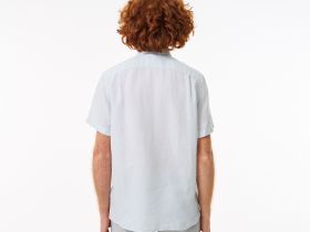 Мужская льняная рубашка Lacoste с коротким рукавом