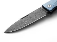 Складной нож LionSteel Thrill, сталь дамаск, рукоять титан, голубой