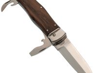 Автоматический многопредметный нож Mikov Predator, сталь 420, рукоять палисандр, кожаный чехол