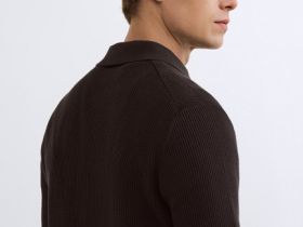Текстурное вязаное поло, Коричневый