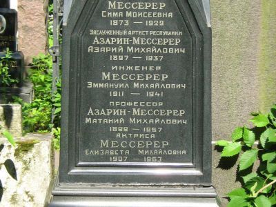 Могила Азарина-Месерера Азария Михайловича (1897-1937), артиста