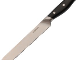 Набор кухонных ножей Okroshka Tartar в подставке, 5 ножей + ножницы, сталь 5cr15mov, рукоять сталь/пластик