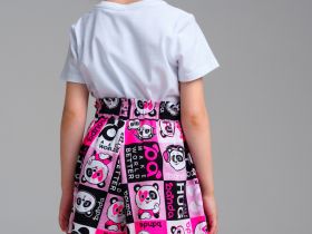 Комплект трикотажный для девочек: фуфайка (футболка), юбка-шорты