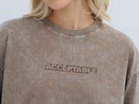 Лонгслив с принтом и эффектом стирки, Бежевый