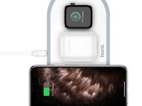 Беспроводное зарядное устройство Hoco (CW24) 3-in-1 Wireless Fast Charger (белый)