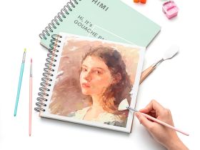 Скетчбук для гуаши HIMI 21,6x21,6 см 50 л 160 гр, розовый