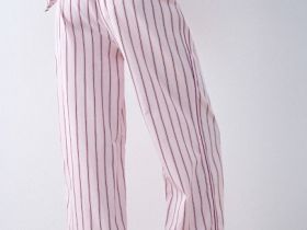 Брюки пижамные из хлопка в полоску, Розовый