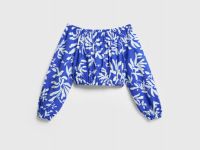 Укороченная блузка с принтом, Синий