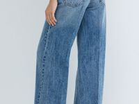 Широкие джинсы из плотного денима с ремнём, Синий