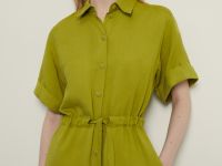 Комбинезон с поясом на кулиске и добавлением льна