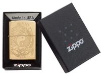 Зажигалка ZIPPO Tiger and Dragon с покрытием High Polish Brass, латунь/сталь, золотистая,  36x12x56 мм
