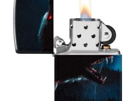 Зажигалка ZIPPO Horror Wolf с покрытием 540 Matte, латунь/сталь, черная, 38x13x57 мм