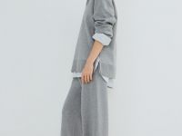 Вязаные широкие брюки, Серый