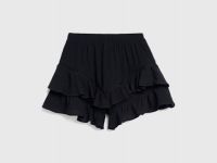 Шорты из ткани с жатым эффектом для девочек, Черный