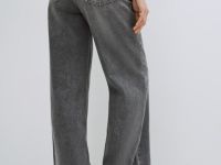 Широкие джинсы Wide leg с высокой посадкой, Серый