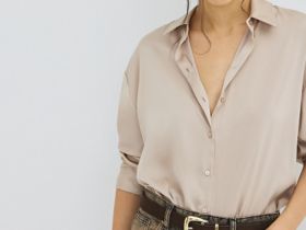 Блузка из сатина, Бежевый