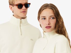 Хлопковый свитшот Lacoste унисекс свободного кроя из плотного флиса с застежкой-молнией на воротнике