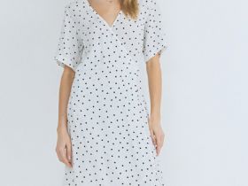 Платье на запах из креповой вискозы, Белый