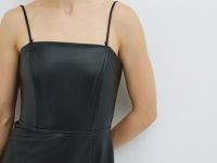 Платье-бюстье макси из искусственной кожи, Черный