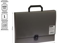 Папка-портфель 1 отделение OfficeSpace А4, 600 мкм, на замке, пластик, серый