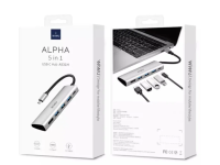 Адаптер Wiwu Alpha USB-C 5 в 1 на USB 3.0*2/HDMI/PD/3.5 (M X Pro) (Grey)