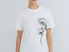 Футболка с цветочным принтом, Белый