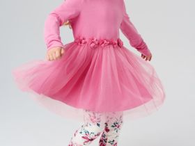 Комплект трикотажный для девочек: платье, брюки (легинсы)