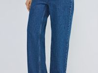 Прямые джинсы с отворотами, Синий