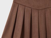 Коричневая мини-юбка из искусственной замши со складками Глория Джинс